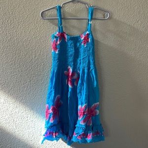 Girls turquoise and pink Hawaiian floral dress Size L